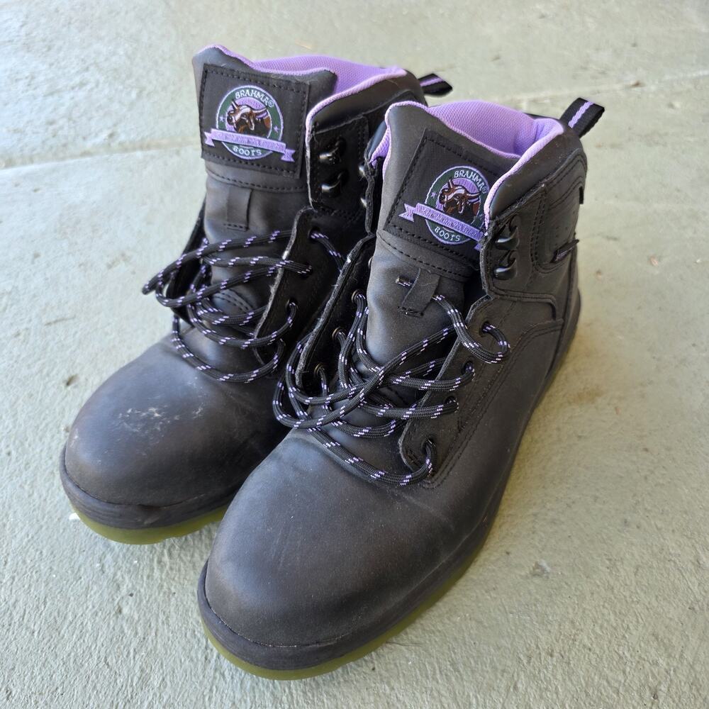 Brahma Black and Purple Women's Work Ankle Boots